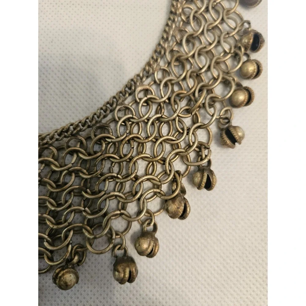 Bell Choker Necklace Statement Chainmail Bib‎ Festival Tribal Jewelry
